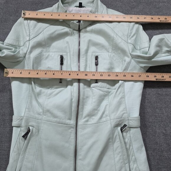 Bod & Christensen Jacket Women M Light Green Penelope Genuine Leather Moto Lined - Picture 4 of 16